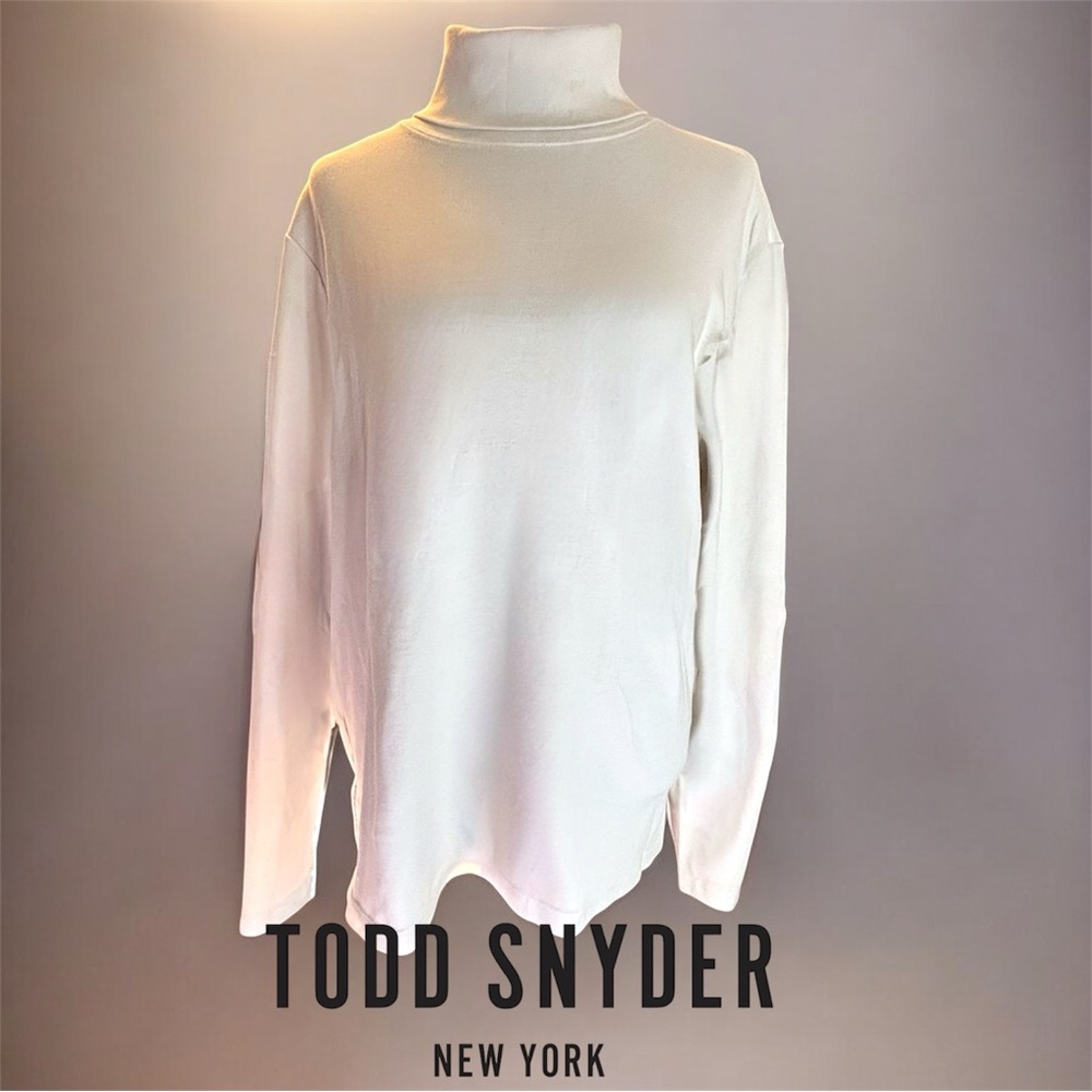 TODD SNYDER Cotton (White, Orange, Black, Olive) Jersey Turtleneck Sweater Sz L